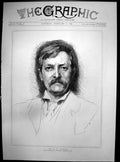 Original Old Antique Print H M Stanley By Professor H Herkomer A R A 1890 19th