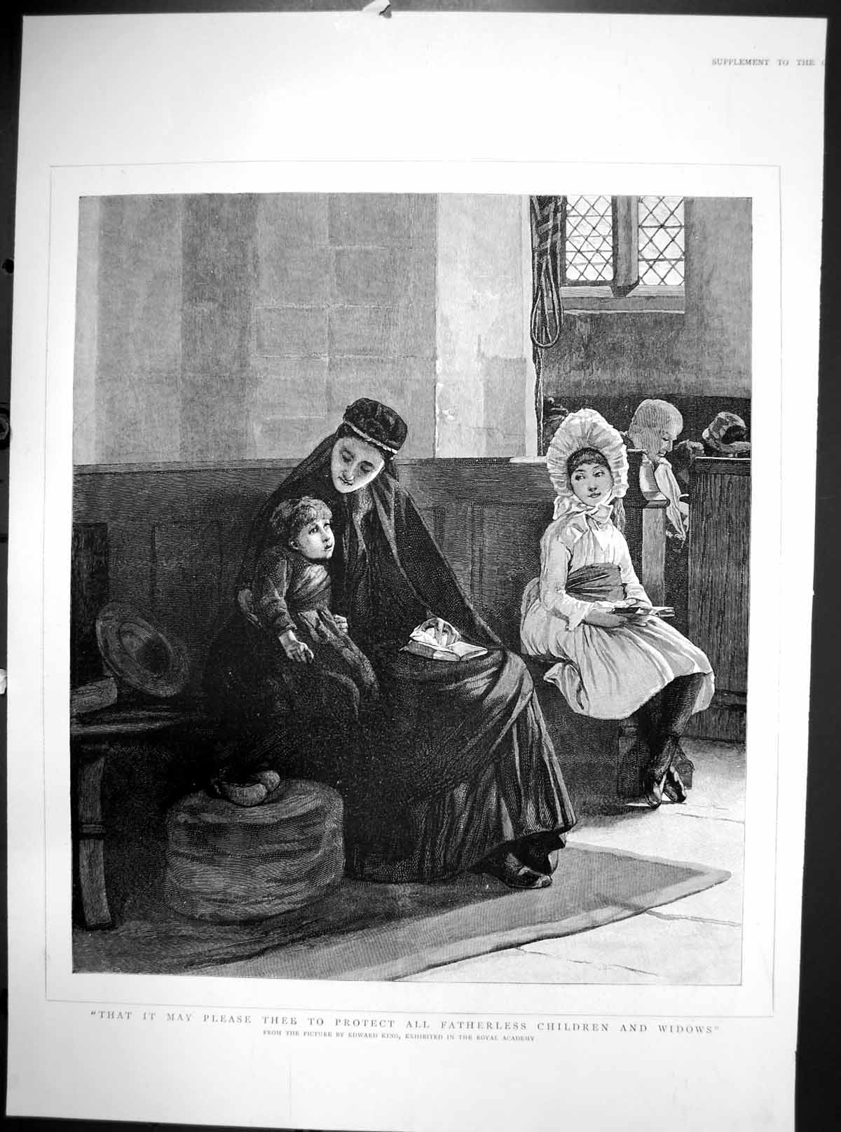 Original Old Antique Print Please Protect All Fatherless Children Widows 1890