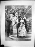 Original Old Antique Print My First Ball Going Down To Supper A Hopkins 1890