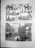 Antique Old Print Prince Wales Dorchester Cart Horse Parade Albert Palace1887