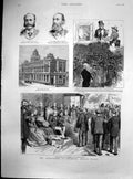 Antique Old Print Mr Gladstone Swansea Singleton House Public Library 1887 19th