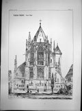Original Old Antique Print Ratishon Cathedral Germany View Apse C1900 Victorian