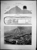 Antique Old Print Mont Cenis Railway St Michel Terminus Before Tunnel 1871 19th
