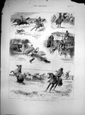 Antique Old Print Life Manitoba British North America Wolf Hunt Bears 1877 19th
