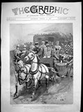 Old Antique Print Kaisers Visit Czar Emperor Williiam Driving Peterh1897 19th
