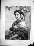 Antique Old Print Grape Gatherer John Philip International Exhibition 1873 19th