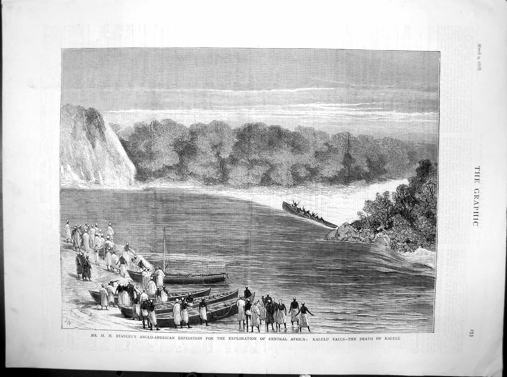 Old Antique Print Stanleys Exploration Central Africa Death Kalulu 1878 19th