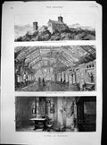 Original Old Antique Print Luther Wartburg Castle Banqueting Hall Study 1882