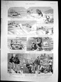 Original Old Antique Print Investigating Composition Great Wall China 1894 19th