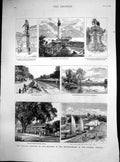 Old Print Volcanic Eruption Java Kali Besar Batavia Bronze Elephant 1883 19th