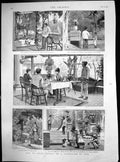 Old Antique Print Plantation Java Breakfast On Veranda Garden Plants 1889 19th