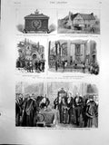Original Old Antique Print Fetes Honour Donatello Florence Lord Halsbury 1887