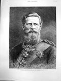 Original Old Antique Print His Imperial Highness Crown Prince Germany 1887 19th