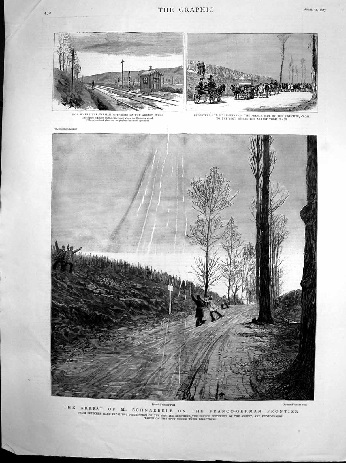 Antique Old Print Arrest M Schnaebele Franco German Frontier Reporters 1887