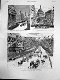 Antique Print Queen East End Mansion House Peoples Palace Holborn Bars 1887