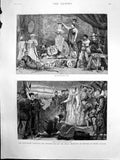 Antique Old Print Costume Ball Royal Institute Painters Water Colours 1887 19th