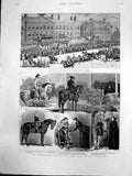Old Antique Print Queens Visit Wild West Show West Brompton East End 1887 19th
