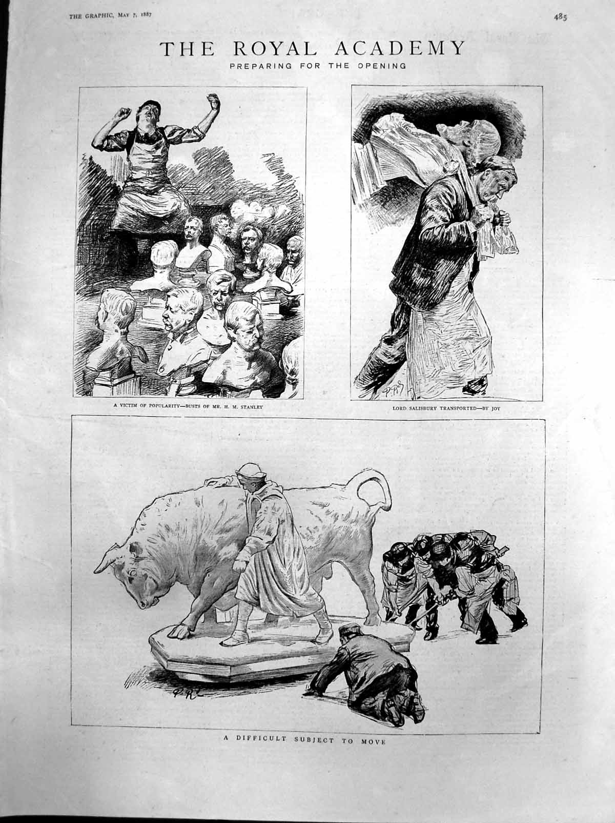 Old Antique Print Royal Academy Opening Busts Stanley Lord Salisbury 1887 19th