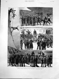 Antique Old Print Dead Horse Festival On Board Sailing Ship Auction Sale 1882