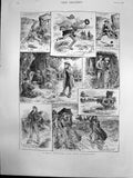 Antique Old Print Days Sketching Field Naturalists Butterfly Hedgehog 1887 19th