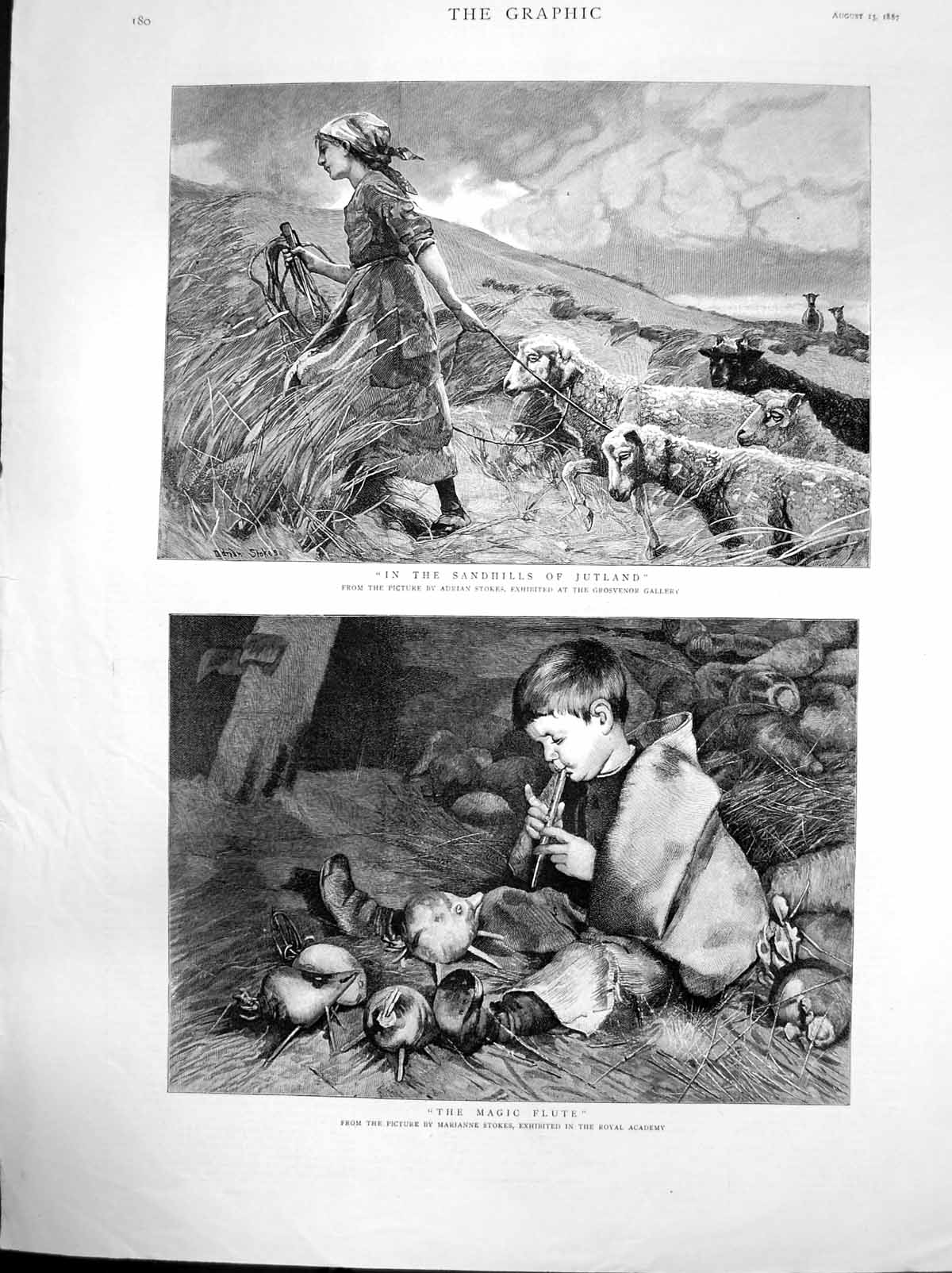 Old Print Sandhills Jutland Adrianstokes Magic Flute Marjanne Stokes1887 19th