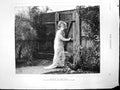 Antique Old Print Waiting At Gate Marcus Stone Lady Large Garden Gate 1877 19th