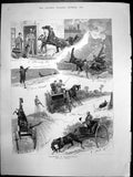 Antique Old Print Behind Scorcher J C Dollman Escapades Carriage Rider 1889