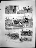 Antique Old Print Behind Scorcher J C Dollman Geese Carriage Overturned 1889
