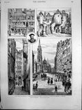 Antique Print Edinburgh Allan Ramsays Shop High Street Advocates Close1879 19th