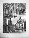 Antique Old Print Edinburgh Regalia Castle Sir Walter Scott Canongate 1879 19th