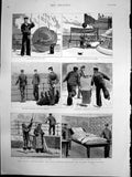 Antique Print Naval Manoeuvres Big Gun Target Practice On Board Manwar1893 19th