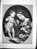 Antique Print Virgin Child Carlo Dolci Young Woman Flowers Young Child 1893