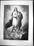 Old Print Immaculate Conception La Purissima Woman Praying Children 1904 20th