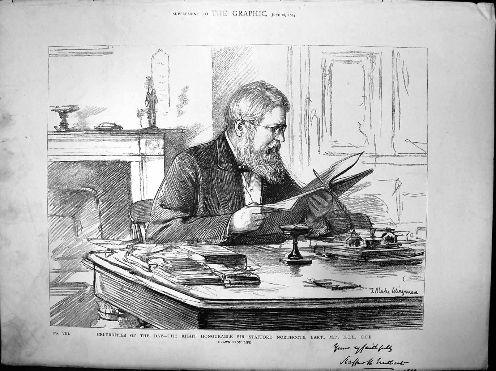 Antique Print Right Honourable Sir Stafford Northcote Bart Mp Dci Gcb 1884 19th