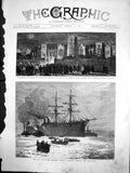 Antique Old Print Procession Students Belfast Australian Steamer Orient 1880