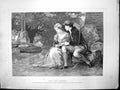 Antique Print Past Present T Blake Wirgman Lady Gent Seated Graveyard 1884 19th