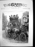 Original Old Antique Print Meet Coaching Club Driving Through Hyde Park 1895