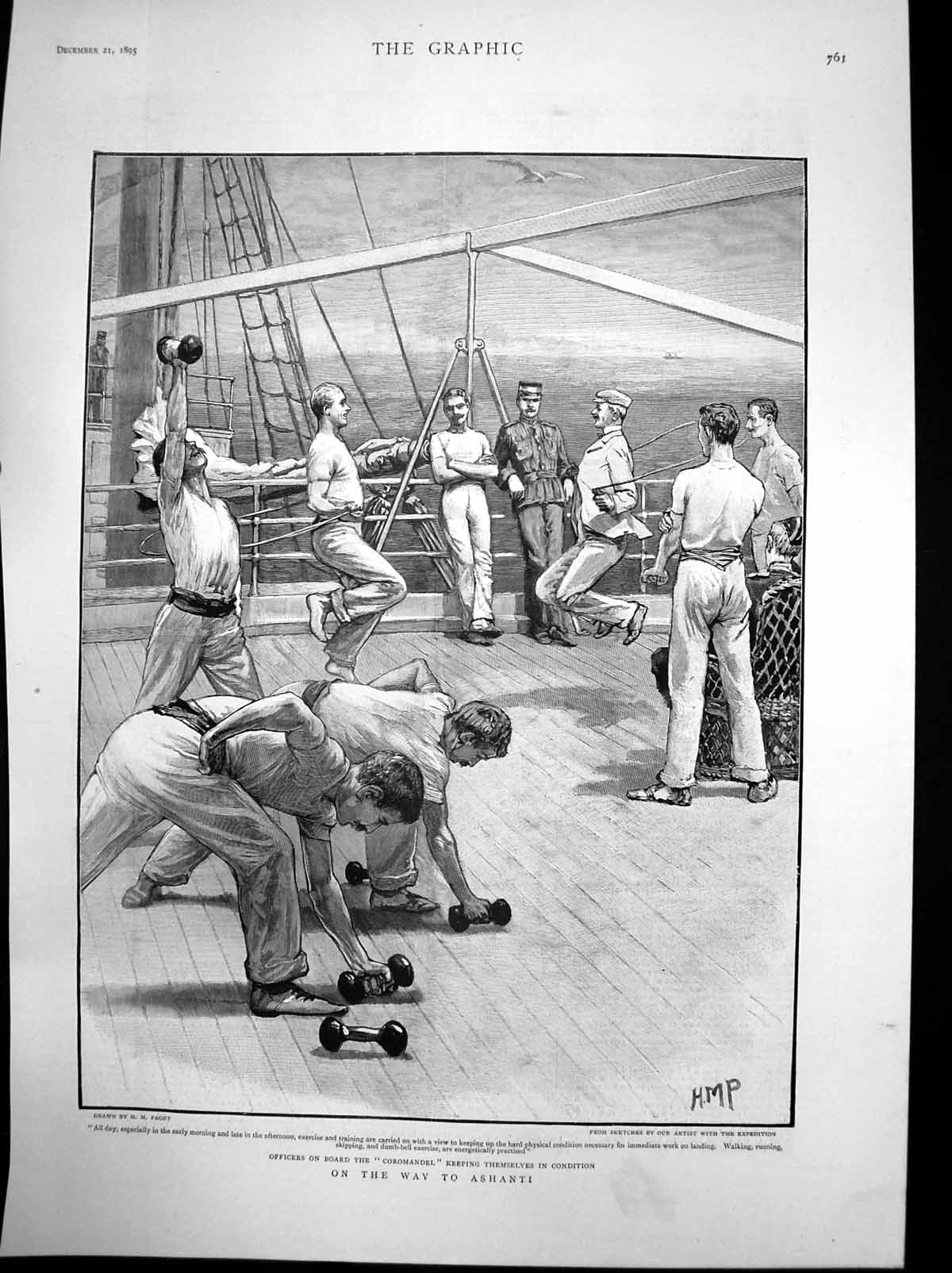 Antique Old Print On Way Ashanti Officers Coromandel Keeping Condition 1895