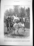 Antique Old Print Event Gymkhana Hill Station India Ladies Egg Spoon Race1895