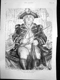 Antique Old Print Waiting His Lordship Coachman Lord Mayor Law Courts 1895 19th