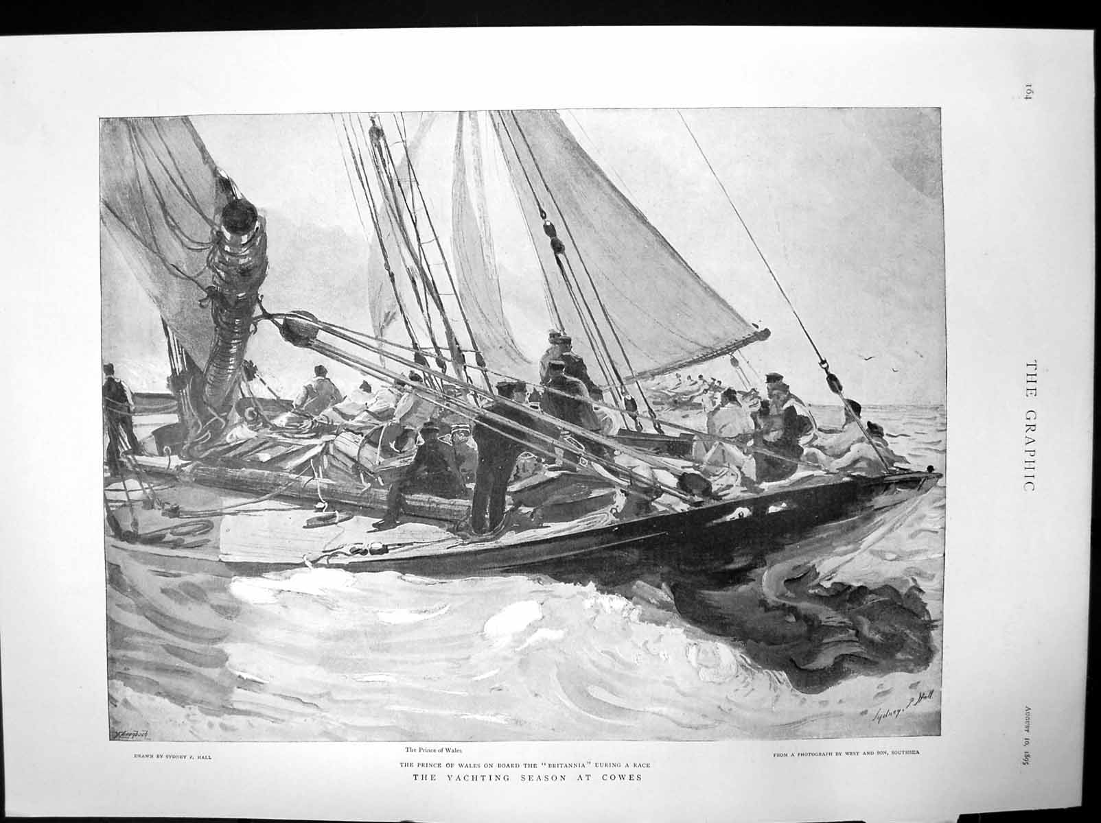 Antique Print Yachting Season Cowes Prince Wales Onboard Britannia Race1895