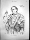 Original Old Antique Print Gurnos Jones Conductor Welsh Eisteddfod 1895 19th