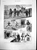 Original Old Antique Print University Life Oxford Proctor Tandem Driving 1882