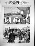 Antique Old Print Windsor Railway Atation Attempt Life Queen R Maclean 1882