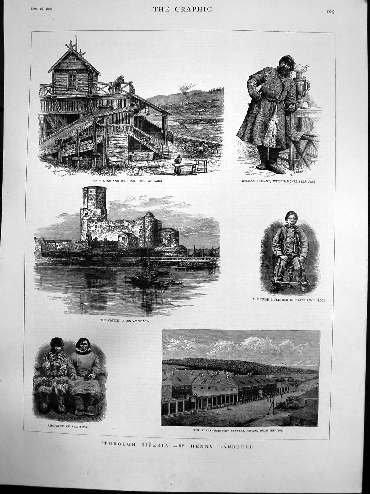 Old Antique Print Through Siberia Prison Irkutsk Samoyedes Archangel 1882 19th