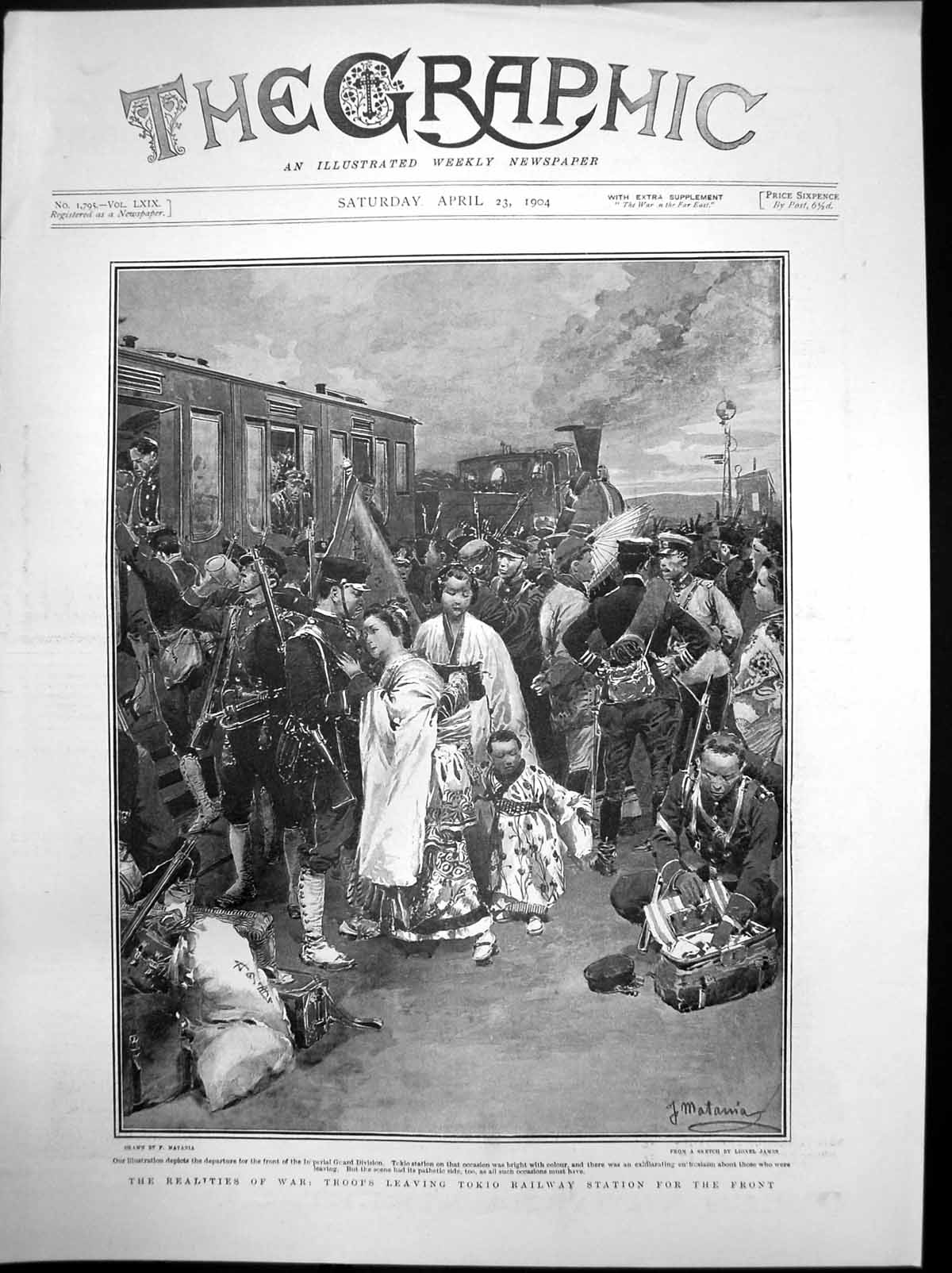 Antique Print Realities War Troops Leaving Tokio Railway Station Front 1904