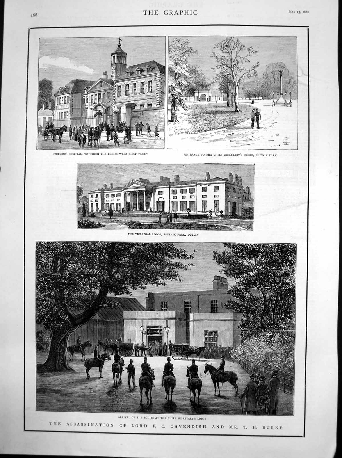 Old Assassination Lord Cavendish Mr T Burke Phoenix Park Dublin 1882 Victorian
