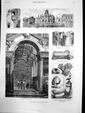 Antique Old Print Oxford Ashmolean Theatre Magdalen College All Souls 1882 19th