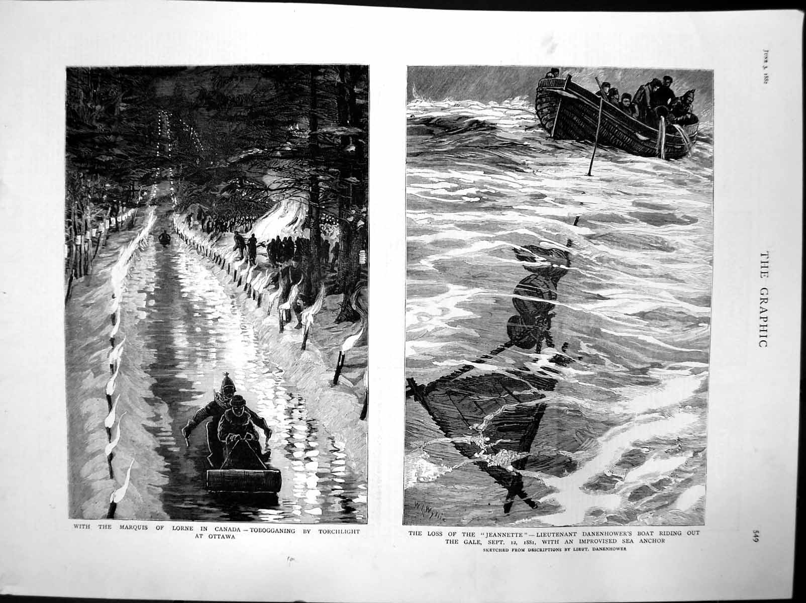 Antique Old Print Marquis Lorne Canada Loss Jeannette Lieut Danenhower 1882