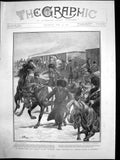 Antique Old Print Russian Cavalry Exercising Horses Detrained Manchuria 1904